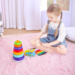Alfombra Hexagonal Rosa para Tienda de Princesas, Alfombra Suave y Peluda para Habitación Infantil, 4x4.6 Pies, Alfombra de Peluche para Niñas - Product Image 3