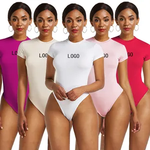 2022 Grosir Bodysuit Clubwear Grosir Logo Kustom Wanita Mujer Blusa Bodysuit Seksi untuk Wanita