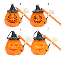 Lanterne citrouille en plastique portable pour Halloween avec fonction lumineuse, jouet pour enfants, décoration de balai
