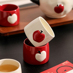Creative Apple Ceramic <b>Tea</b> <b>Set</b> Gift Box <b>Tea</b> Pot <b>Set</b> with Wood Tray - Product Image 5