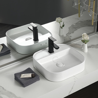 Lavabo en céramique de grande taille, de forme carrée, résistant aux hautes températures, pour comptoir de salle de bain