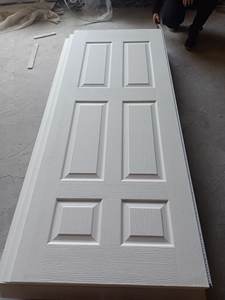 Porte intérieure en bois massif moderne à <span class=keywords><strong>6</strong></span> panneaux, 30*80, en MDF à âme creuse, apprêtée en blanc, avec surface finie pour les intérieurs - Product Image 1