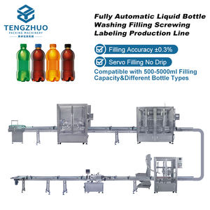 Línea de Producción de Llenado, Tapado y Etiquetado de Botellas de Líquido Totalmente Automática de Alta Precisión y Bajo <span class=keywords><strong>Precio</strong></span> para Llenado de Jugos de Frutas - Product Image 1