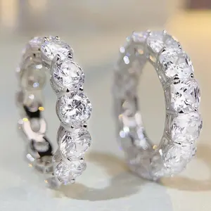 Vintage Jewelry New Luxury Silver 925 CZ 5A Colored Eternity Cubic Zircon Personalized Wholesale Price Wedding Silver Rings