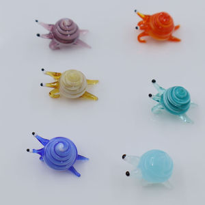 다채로운 미니 수제 무라노 램프 워크 유리 동물 입상 달팽이 소라게 조각 장식 미니어처 예술 - Product Image 6