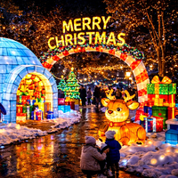 Weihnachts-Dorfbaukasten-Set mit Weihnachtsmann, Rentier, Baum, Laterne und Komplettem Installationsservice für Freizeitparks und Feiertagsevents