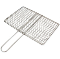 Ensemble d'outils de barbecue en acier inoxydable avec poignée, maille métallique tissée simple pour barbecue, technique de soudage tissé