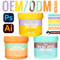 GUOCUI BIO TECH Logo personnalisé nourrissant apaisant anti-pelliculaire citron menthe/huile de graines noires/sel de mer café cuir chevelu gommage cheveux