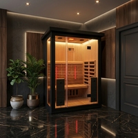 Vila Modern Berkualitas Tinggi Ruang Sauna Kering Kayu Solid untuk 1 Orang dengan Terapi Cahaya Merah Sauna Inframerah