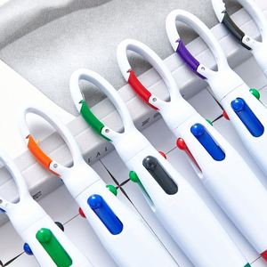 Custom <b>Retractable</b> Shuttle <b>Pens</b>: 4 Neon Colors in One with Buckle Clip & Carabiner for Office, School, Students, Gift - Product Image 2