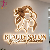 Enseigne LED rétroéclairée tendance pour salon de coiffure, lettres 3D en acrylique, logo personnalisé, signalétique métallique, panneau lumineux pour devanture de magasin de coiffure