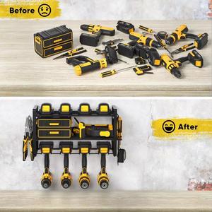 Support mural robuste pour garage et rangement, avec support pour perceuse, organisateur d'outils électriques, gain de place, organisateurs d'outils de garage - Product Image 5