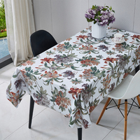 Nappe de table rectangulaire en PVC anti-rayures, imprimé floral brun de luxe RNPT Platinum
