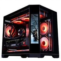 Boîtier PC de jeu ATX avec écran LCD, 2 fenêtres en verre, boîtier PC de bureau avec écran
