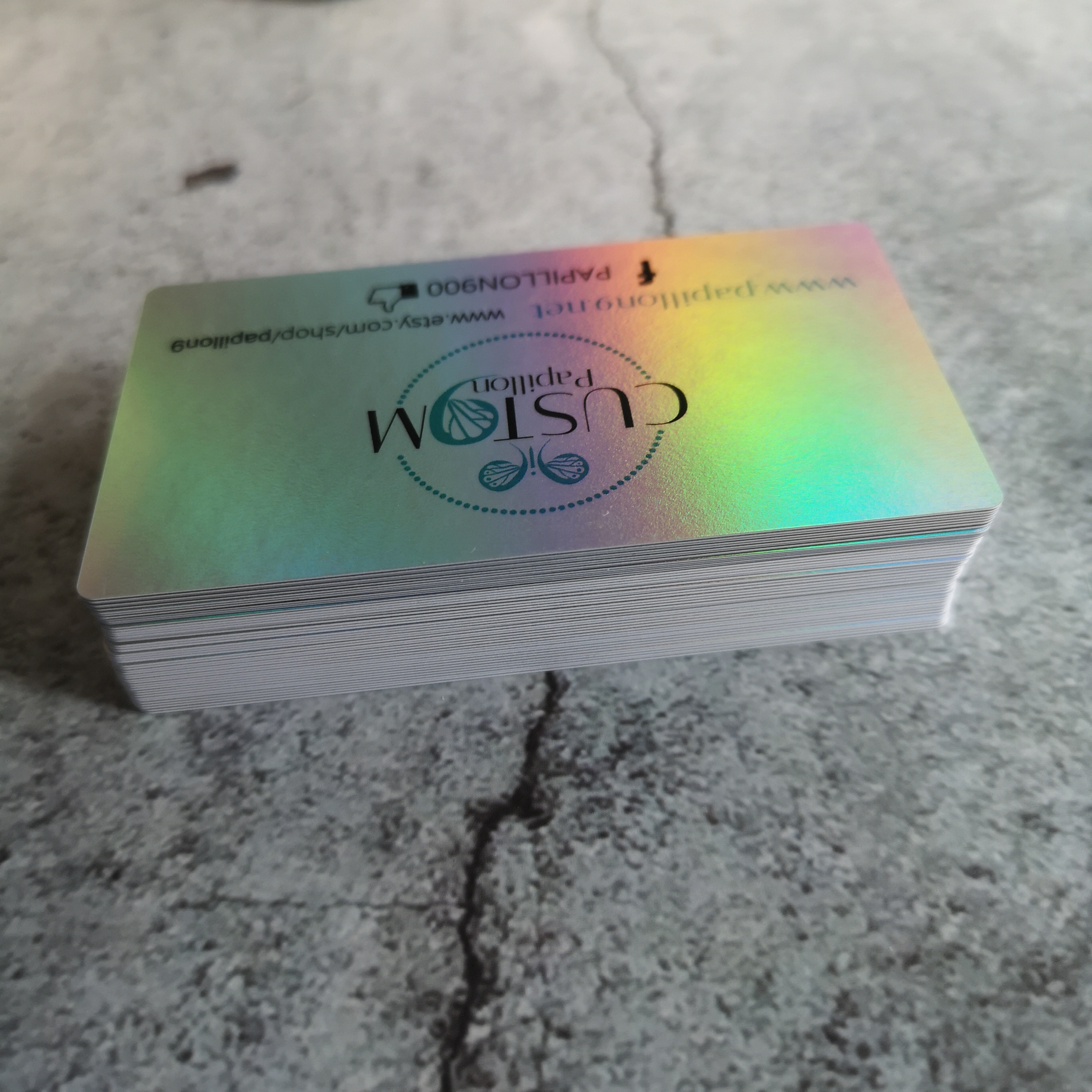 LOGO Print rainbow Color Hot Foil Stamped Plastic Business Cards
