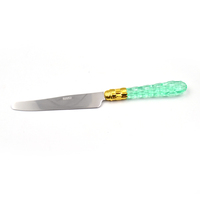 Emerald Luxe Couverts Vaisselle occidentale Manche plat en plastique Couteau à steak en acier inoxydable Fourchette Cuillère Vaisselle occidentale Ensemble de 24 pièces