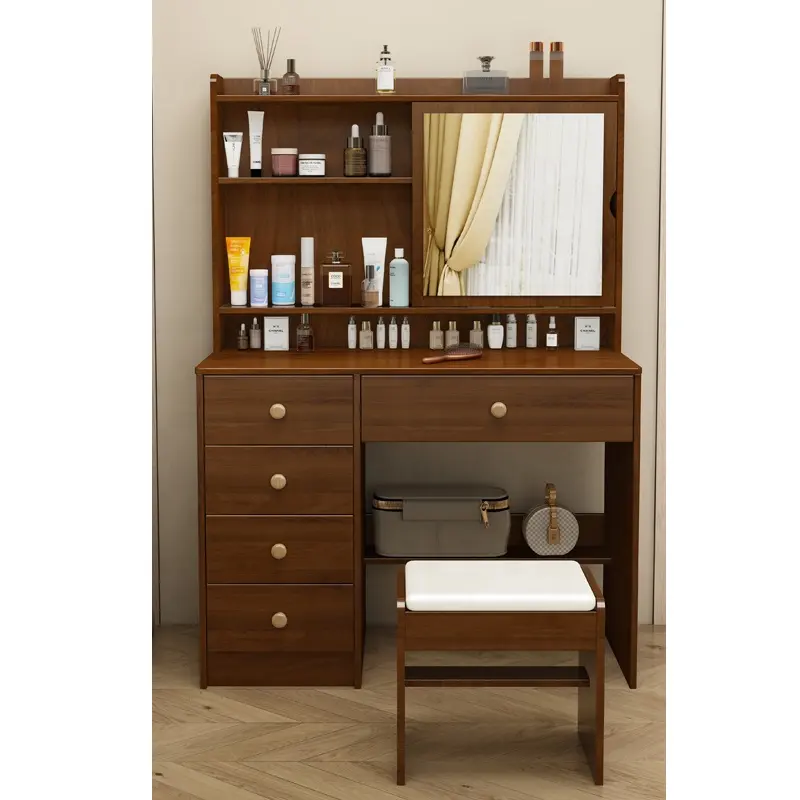 Ensemble de chambre à coucher Mobilier moderne Commode de luxe Maquillage Vanity Desk Lumière LED Maquillage Coiffeuse avec miroir