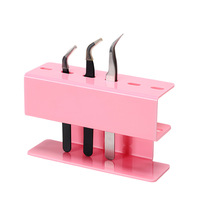 Support de présentation en acrylique à 6 trous pour pinces à épiler, noir, rose et blanc, colle pour extensions de cils, forme carrée