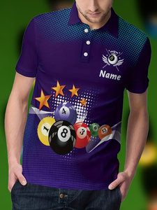 Magliette Personalizzate con Stampa 3D di Giocatori di Biliardo, Divertenti Polo per Squadre di Biliardo, Tornei di Pool e Snooker - Product Image 4