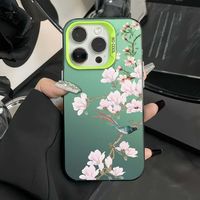 Coque de téléphone portable rose tendance avec fleurs colorées et argentées pour iPhone 16 Plus 15 17 Pro Max, coque transparente IMD, coque arrière