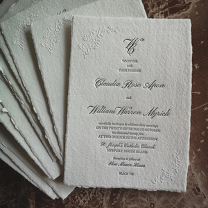 Invitación <span class=keywords><strong>de</strong></span> Boda Hecha a Mano con Papel <span class=keywords><strong>de</strong></span> Algodón Rasgado, Impresión Tipográfica, Borde Deshilachado, Detalles <span class=keywords><strong>de</strong></span> Flores, Tarjeta <span class=keywords><strong>de</strong></span> Confirmación <span class=keywords><strong>de</strong></span> Asistencia - Product Image 2