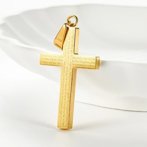 Pendentif Croix Classique en Acier Inoxydable avec Lettres pour Hommes et Femmes, Collier Ras du Cou Simple, Breloques, Apprêts de Bijoux DIY, Cadeaux - Product Image 1