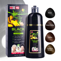 Shampoo colorant capillaire noir instantané à base de plantes naturelles et biologiques, marque privée OEM, 3 en 1, 500 ml
