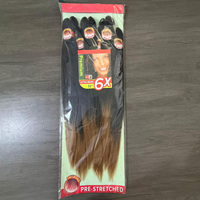 Extensiones de Cabello Sintético para Trenzas Africanas, Pre-estiradas, 52 Pulgadas, 420g, 6X, Precio al por Mayor