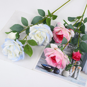 Ramo de Rosas Artificiales de Seda, Alta Simulación, Decoración para Bodas y Hogar, 5 Colores: Rosa Claro, Blanco, Azul, Champán - Product Image 3