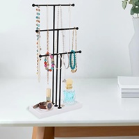 Présentoir à bijoux moderne en métal à trois niveaux avec rangement pour montres, colliers et boucles d'oreilles - Présentoir sur pied durable et réglable