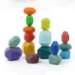 Nordic colorful irregolare di blocchi di costruzione di pietre impilate e blocchi di legno accatastati giocattoli educativi