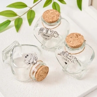 Bouteille en verre personnalisée gravée pour commémorer un animal de compagnie, design cœur, pendentif empreinte de patte, écologique