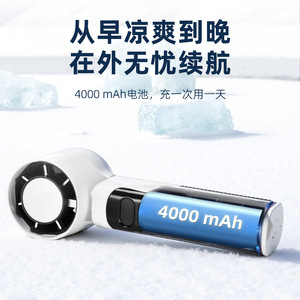 พัดลมพกพาแบบสวมใส่ได้ 100 ระดับความเร็ว จอแสดงผลดิจิตอล พับเก็บได้ แขวนคอได้ พร้อมแผ่นน้ำแข็ง ใช้กลางแจ้งได้ - Product Image 4
