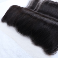 RUISI LF-003 13x6 Closure Cambodgienne Remy Lisse Cheveux Humains Noir Naturel Dentelle Transparente Frontale Double Trame Faite à la Machine Cheveux Remy Permanents