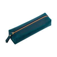 Pochette à stylos rectangulaire en cuir pleine fleur Crazy Horse faite à la main, grande capacité, étui de rangement pour étudiants