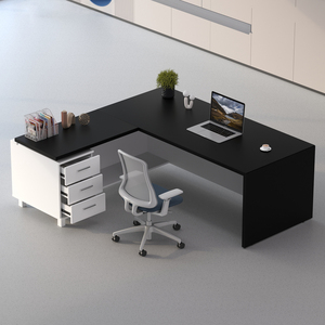Bureau de direction en L autoportant extensible en bois noir de haute qualité, nouveau design moderne, vente chaude - Product Image 2