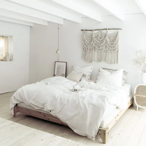 100% lin hôtel utiliser blanc crème housse de couette taies d'oreiller ensemble roi reine taille literie avec 2 boutons fermeture tissu ensemble de draps - Product Image 1