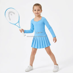 Ensemble uniforme scolaire sportif pour enfants : Haut à col carré et jupe en nylon et élasthanne, idéal pour les activités sportives et le quotidien, personnalisable avec logo. - Product Image 3