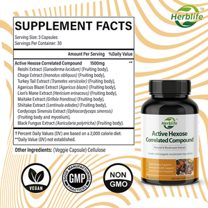 Cápsulas OEM AHCC - Compuestos Activos Relacionados con el Hexosa 1500 Mg, Suplemento Natural de Extracto de 8 Hongos, Sistema Inmunológico, Función Hepática - Product Image 2