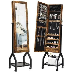 Armário de madeira espelhado, venda quente de joias de madeira armazenamento armário, jóias de pé, armário, sala de estar, móveis