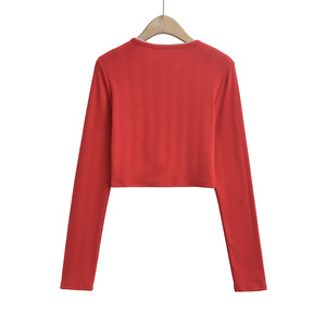 <span class=keywords><strong>Cárdigan</strong></span> Corto de Punto Casual de Manga Larga con Cuello Redondo, Estilo Europeo y Americano, Nuevo para Verano - Product Image 3