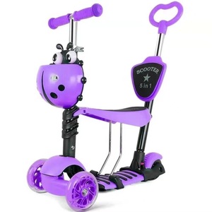 Patinete Infantil 5 en 1 con Asiento de Altura Ajustable para Niños de 2 a 4 Años, Color Morado - Product Image 1