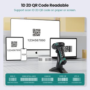 Lector de código de barras QR <span class=keywords><strong>USB</strong></span>, inalámbrico, industrial, 1D, 2D, Bluetooth, inventario, escáner de código de barras con soporte, resistente a las caídas, resistente al agua - Product Image 4