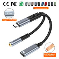 Pabrik OEM 2 in 1 pemisah Audio USB C ke 3.5MM Jack Earphone Audio Aux kabel Tipe C adaptor Audio untuk ponsel Samsung