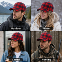 Op maat gemaakte Buffalo Plaid Baseball Cap 6 Panel Flanellen Rood Marine Ruit Verstelbaar Unisex Buiten Winter OEM Groothandel Lage MOQ