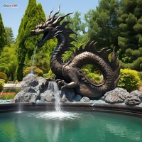 Étang de jardin extérieur prochain décor laiton sculpter Dragon chinois Statue classique grand Bronze Loong Sculpture cascade d'eau fontaine