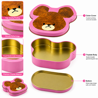 Boîte cadeau en fer blanc rose avec motif visage d'ours, étui métallique personnalisé en forme d'ours pour emballage de bonbons et bijoux, idéal pour les fêtes