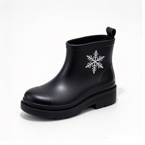 Bottes d'hiver pour femmes, bottines en PVC à imprimé flocon de neige, imperméables, bout rond, pour temps froid, logo personnalisé, marque privée - Product Image 2