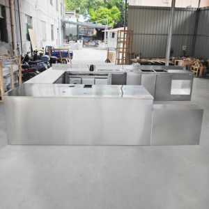 Bancone in Acciaio <span class=keywords><strong>Inox</strong></span> Lanxin, Scrivania per Reception di Caffetterie, <span class=keywords><strong>Bar</strong></span> per Negozi di Tè al Latte Personalizzabile - Product Image 1
