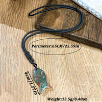 Collier tendance avec pendentif poisson en pierre naturelle, cordon tressé noir réglable, collier pendentif de guérison pour femme